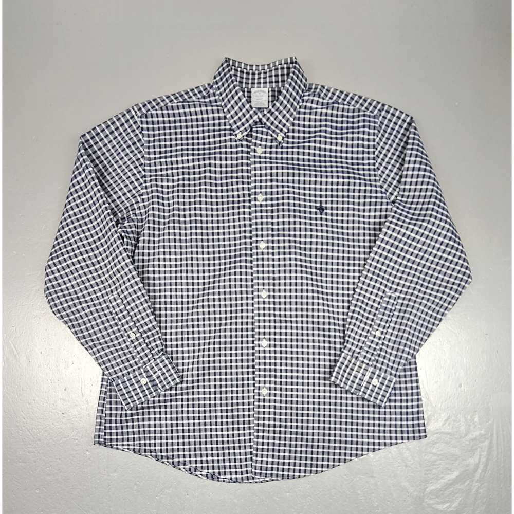 Brooks Brothers Button Down Shirt Mens XL Regent Gingham Non Iron Supima Cotton